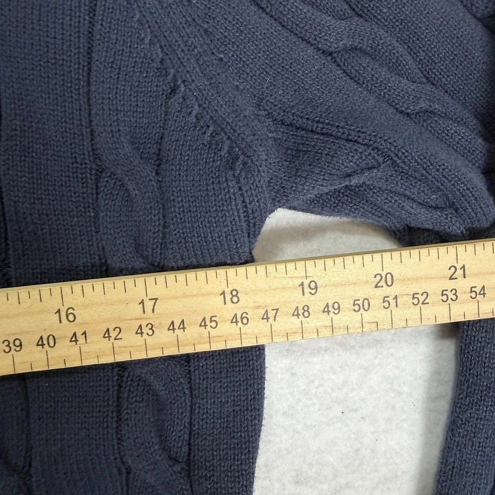 BROOKS BROTHERS Youth XL Cable Knit Navy Blue Hoodie Sweated Pullover‎ Vtg